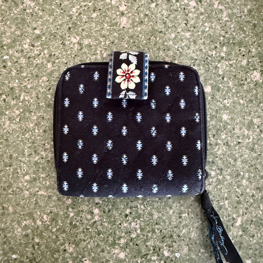 Floral Embroidered Women's Wallet - Black